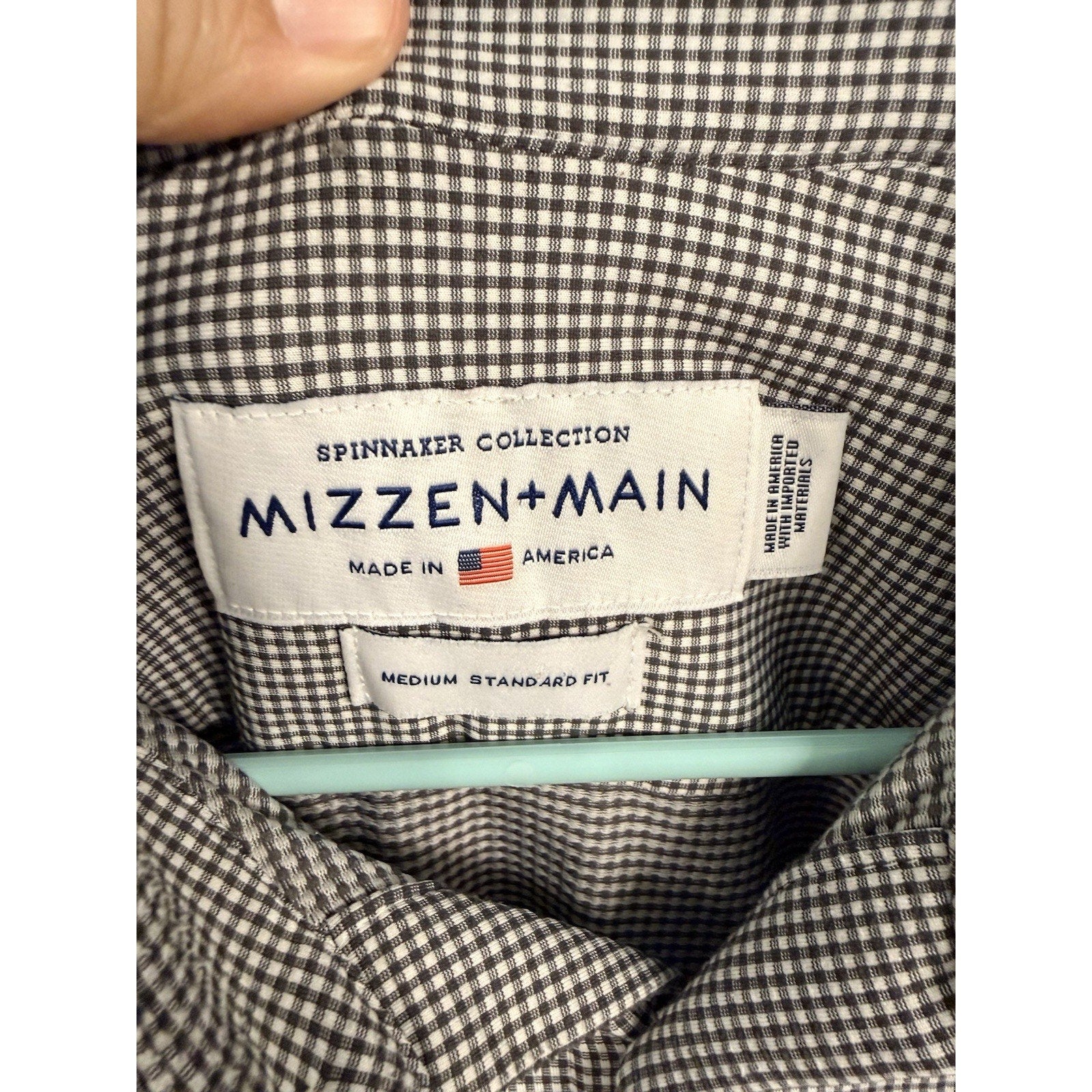 Mizzen+Main Spinnaker Collection Mens M Standard Fit Black White Check Shirt USA