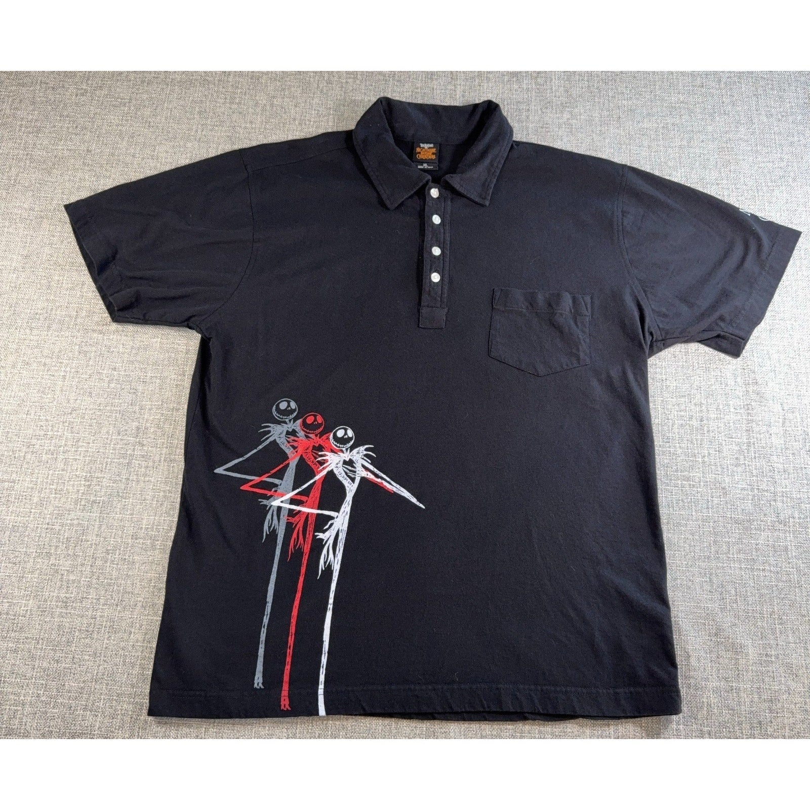 Burton Disney Nightmare Before Christmas Polo Shirt XL Jack Skellington Black