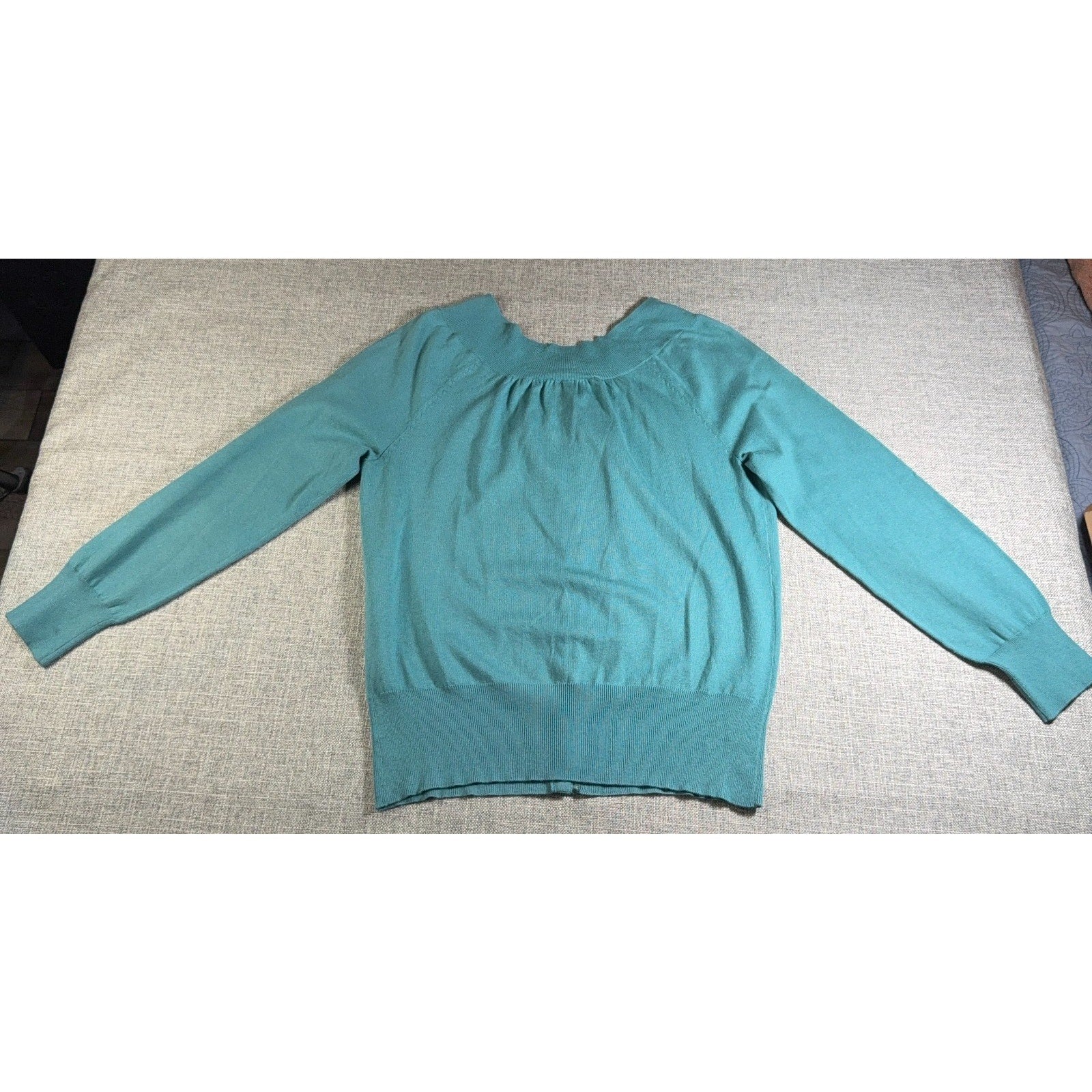 Pendleton Women Large Teal Silk Cashmere Blend Cardigan Sweater Button Front