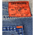 True Religion Rocco Relaxed Skinny Jeans Mens 44 Blue Orange Contrast Stitch