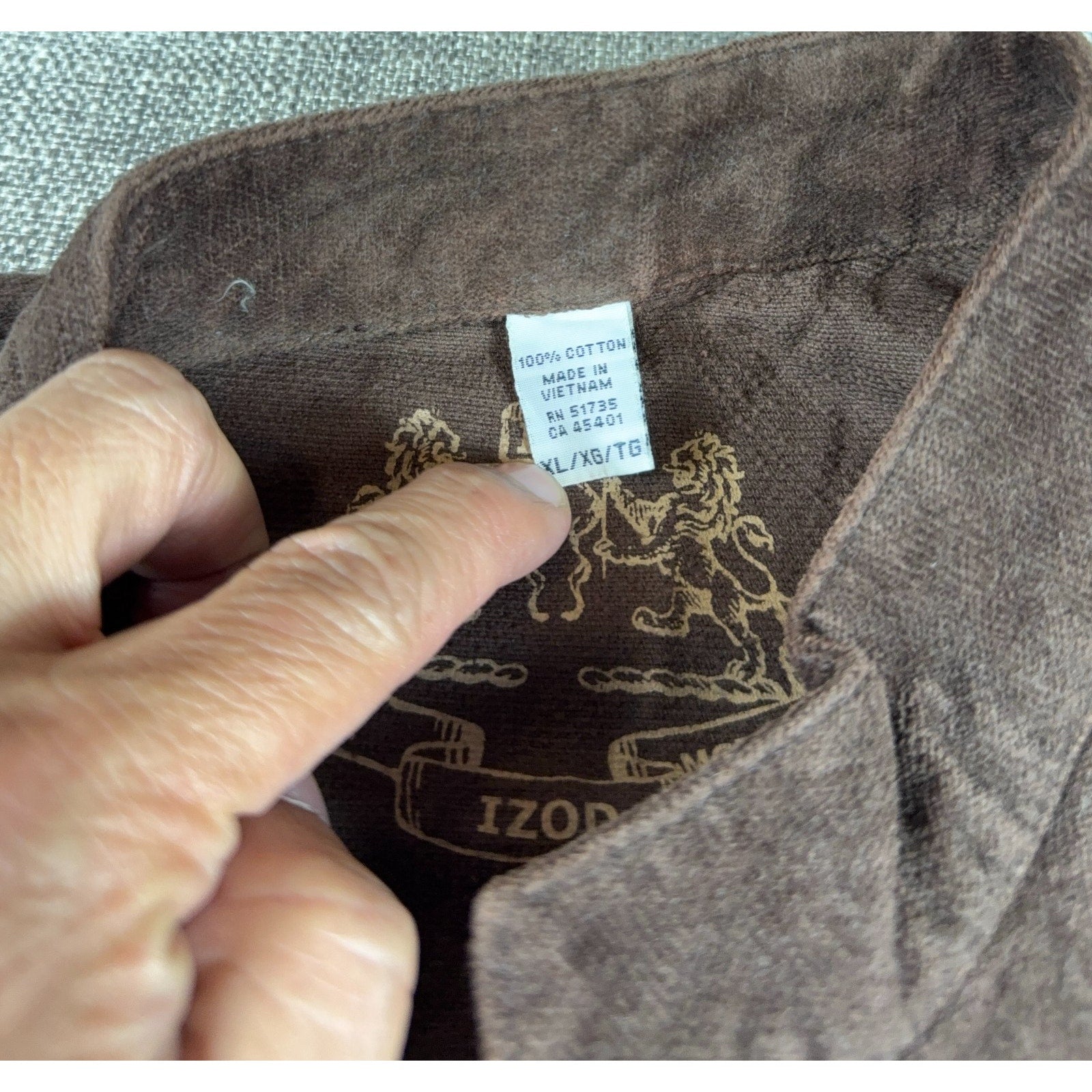 IZOD Womens XL Brown Cotton Military Utility Safari Jacket Gold Buttons