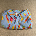 Cove Mens XL Rayon Button Up Shirt Blue Popsicle Print Novelty Vacation Beach