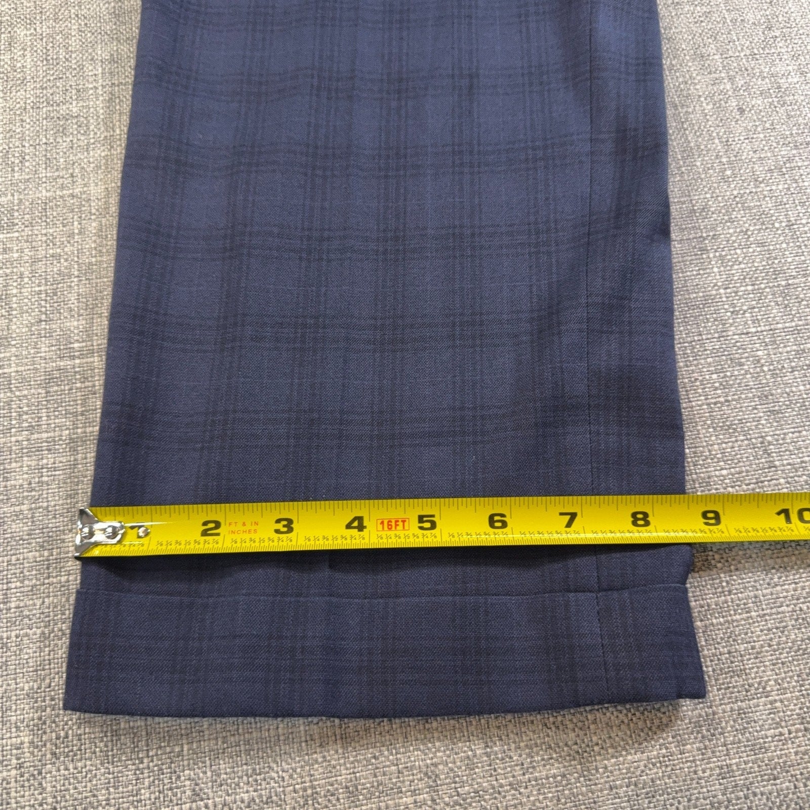 Ralph Lauren Mens Dress Pants 36x30 Navy Plaid Pleated Cuffed Stretch