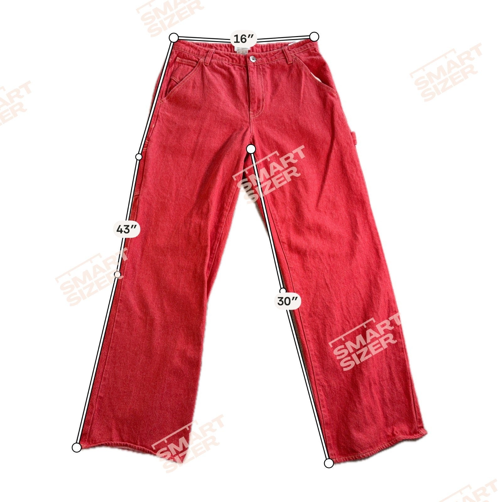 Brixton Jeans Womens 28 Red Carpenter Utility Wide Leg Skater Workwear Pants