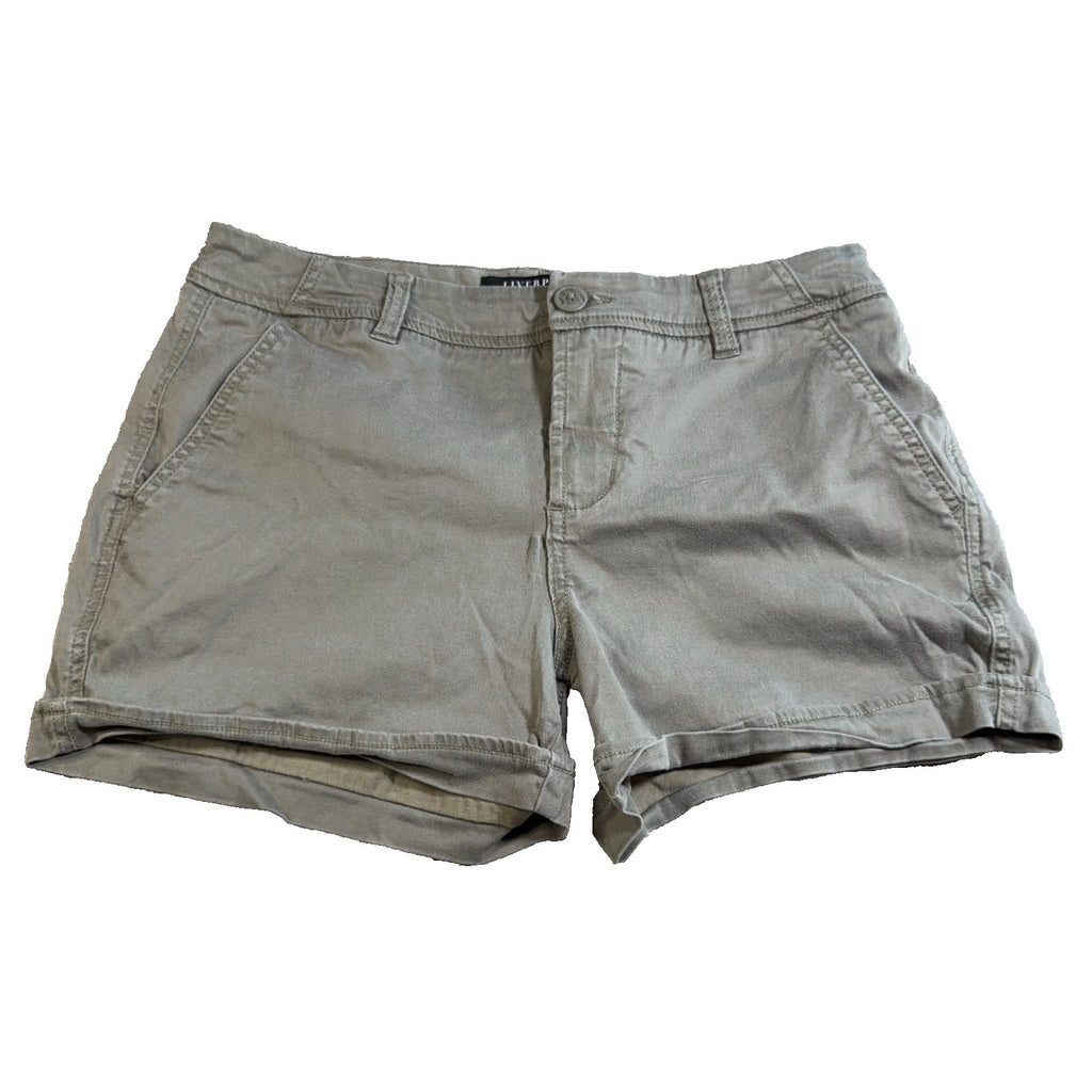 Liverpool Los Angeles Womens Chino Shorts Size 8 29 Olive Green Rolled Cuff
