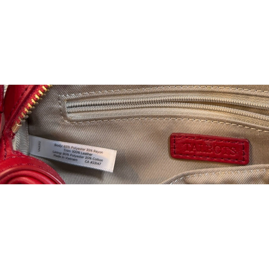 Talbots Red Tartan Plaid Camera Crossbody Bag Leather Trim Gold Hardware