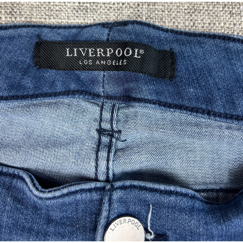 Liverpool Charlie Crop Jeans Women 16W Blue Cuffed Stretch Mid Rise Plus