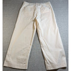 Toad & Co Earthworks Pants Womens 14 Ivory Wide Leg Crop Tencel Stretch