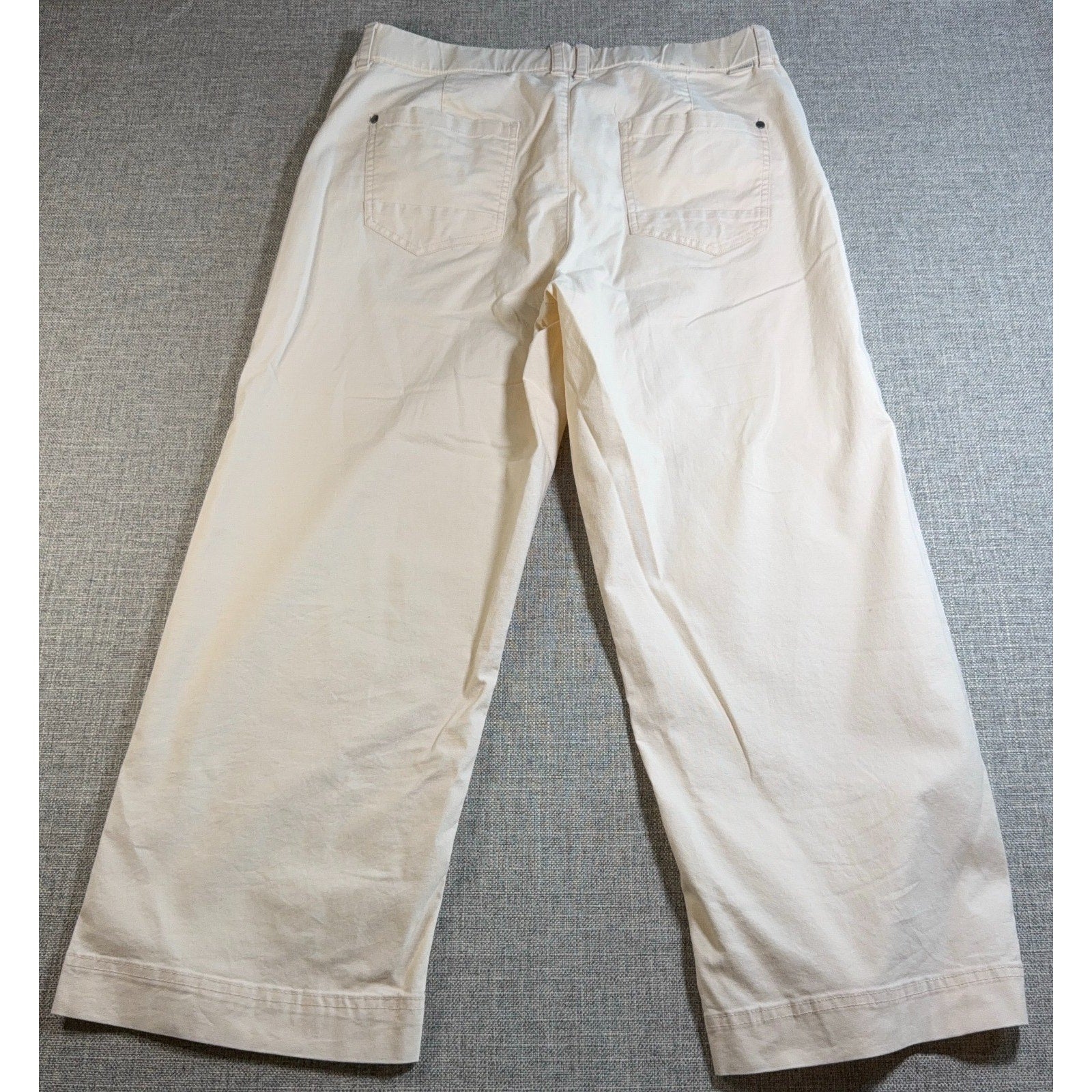 Toad & Co Earthworks Pants Womens 14 Ivory Wide Leg Crop Tencel Stretch