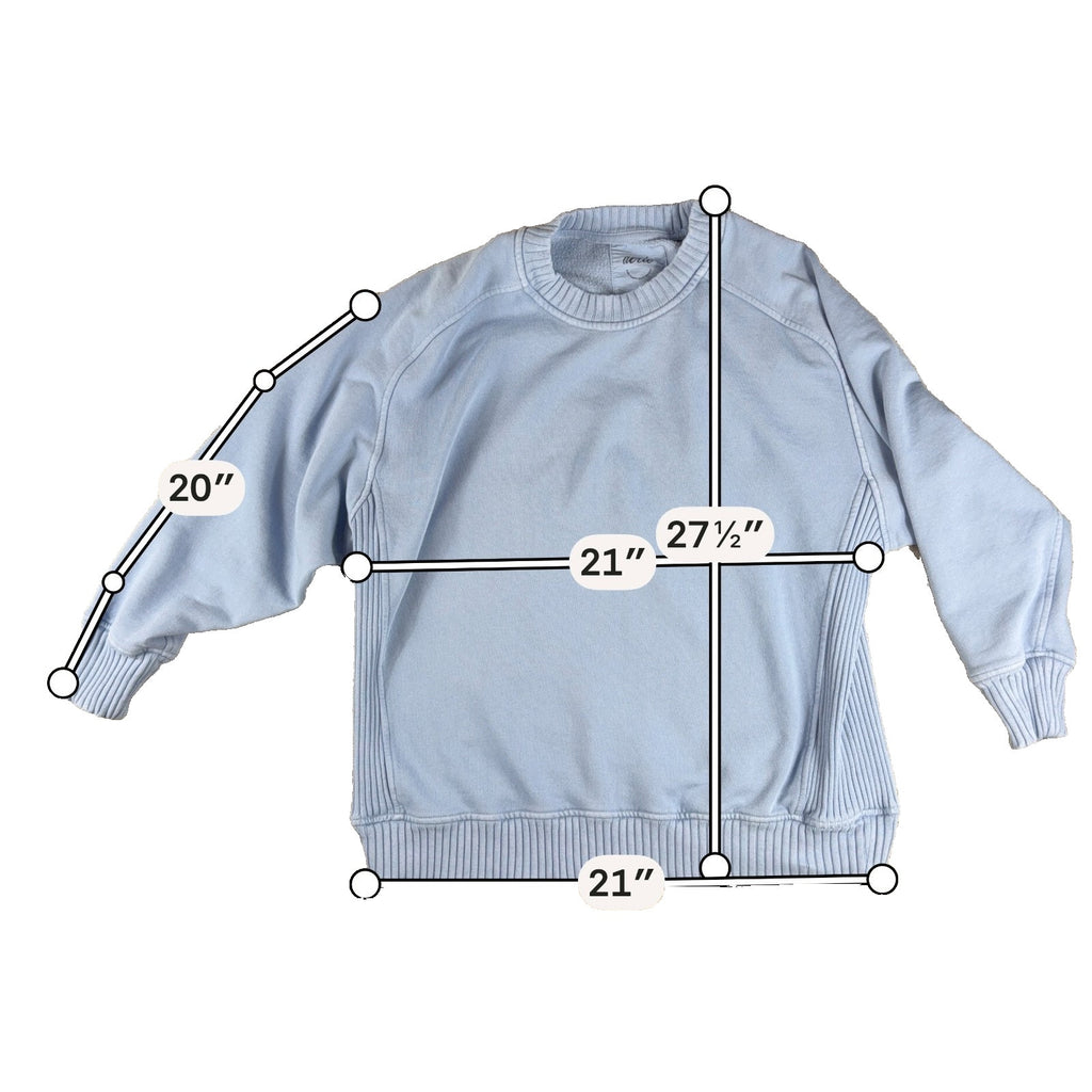 Aerie Women S Oversized Crewneck Sweatshirt Blue Ribbed Side Panels Pullover