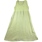 Cut Loose Dress Womens L Olive Green Linen Cotton Polka Dot Lagenlook Maxi USA