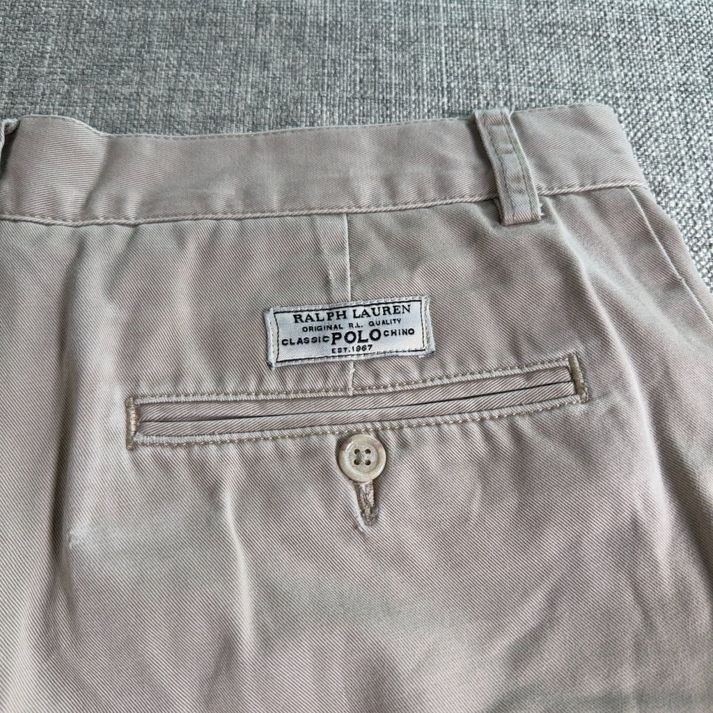 Polo Ralph Lauren Prospect Shorts Mens 32 Khaki Classic Chino Cotton 9 Inseam