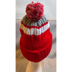 Ohio State Knit Beanie Pom Pom Scarlet Gray White Cuffed Winter Hat
