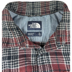 The North Face Men’s XL Plaid Flannel Shirt Burgundy Black Button Up Outdoor