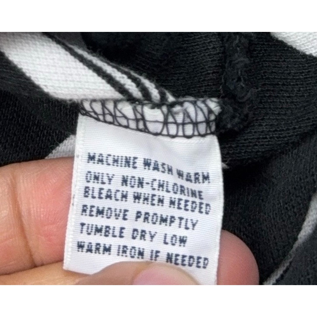 Polo Ralph Lauren Mens Large Polo Shirt Black White Striped Cotton Pony
