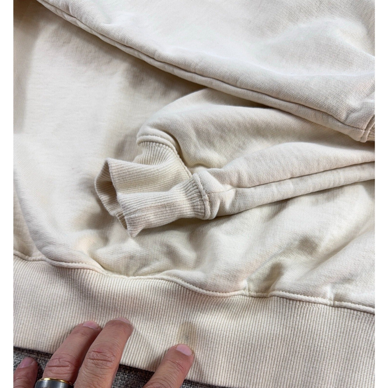 Aelfric Eden Pray The Lord Hoodie XS Cream Blue Graphic Oversized Streetwear