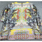 Soft Surroundings Tunic Top Women L Floral Boho 3/4 Sleeve Rayon Stretch