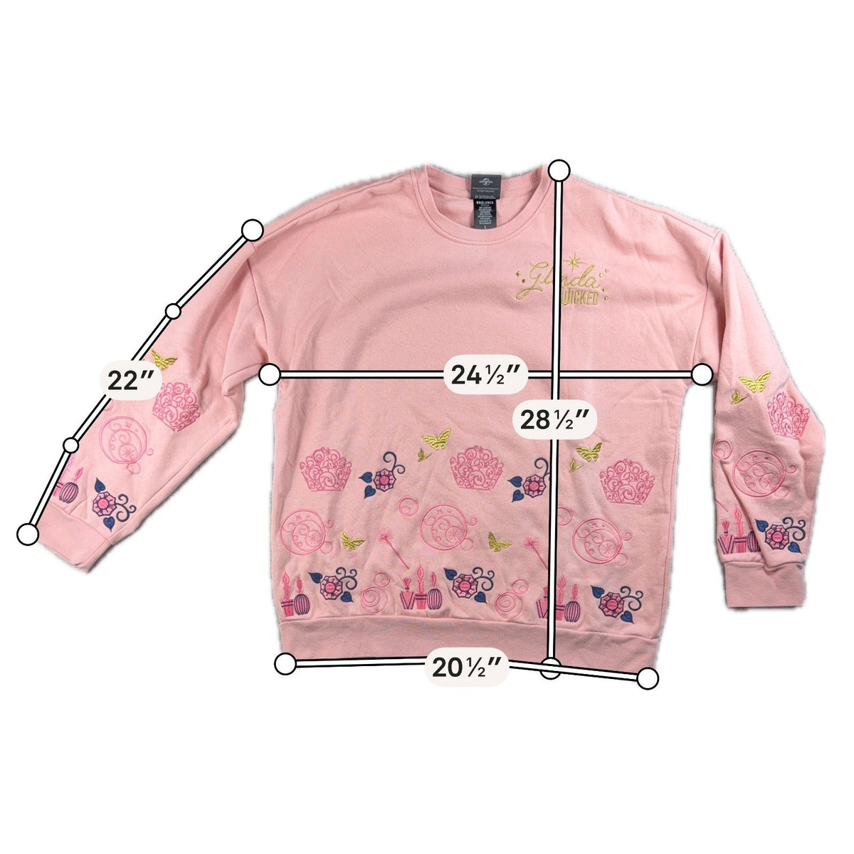 BoxLunch Wicked Glinda Embroidered Pink Crewneck Sweatshirt Women Large