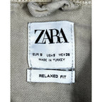 Zara Man Military Patch Shirt Mens S Distressed Khaki Relaxed Fit Utility