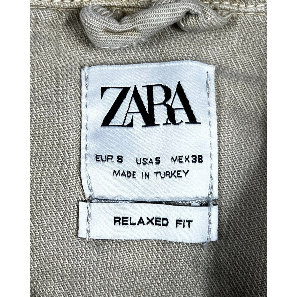 Zara Man Military Patch Shirt Mens S Distressed Khaki Relaxed Fit Utility