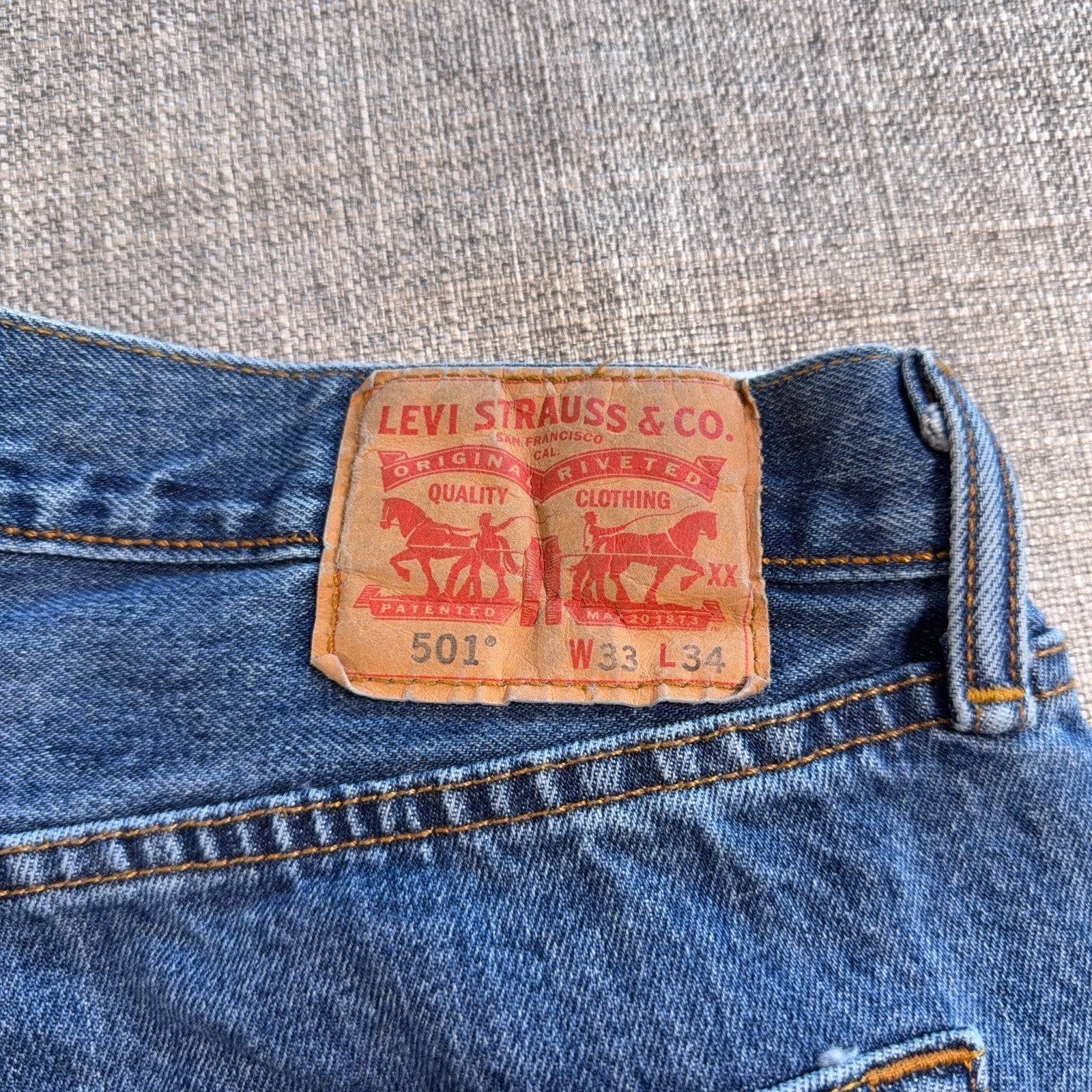 Levi’s 501 Jeans Mens 33x34 Tag 33x31 Actual Made in Mexico Button Fly Denim