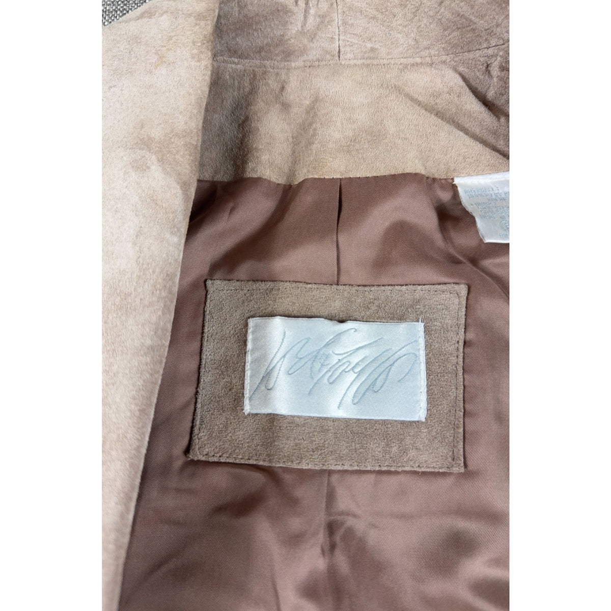 Valerie Stevens Womens Suede Leather Blazer Taupe Tan Jacket Vintage Small