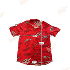 Marvel Spider Man Button Up Shirt Kids Large Red Graphic Short Sleeve Comic