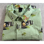 Disney Pixar Up Hawaiian Camp Shirt Mens XL Green Carl Russell Dug Button Up