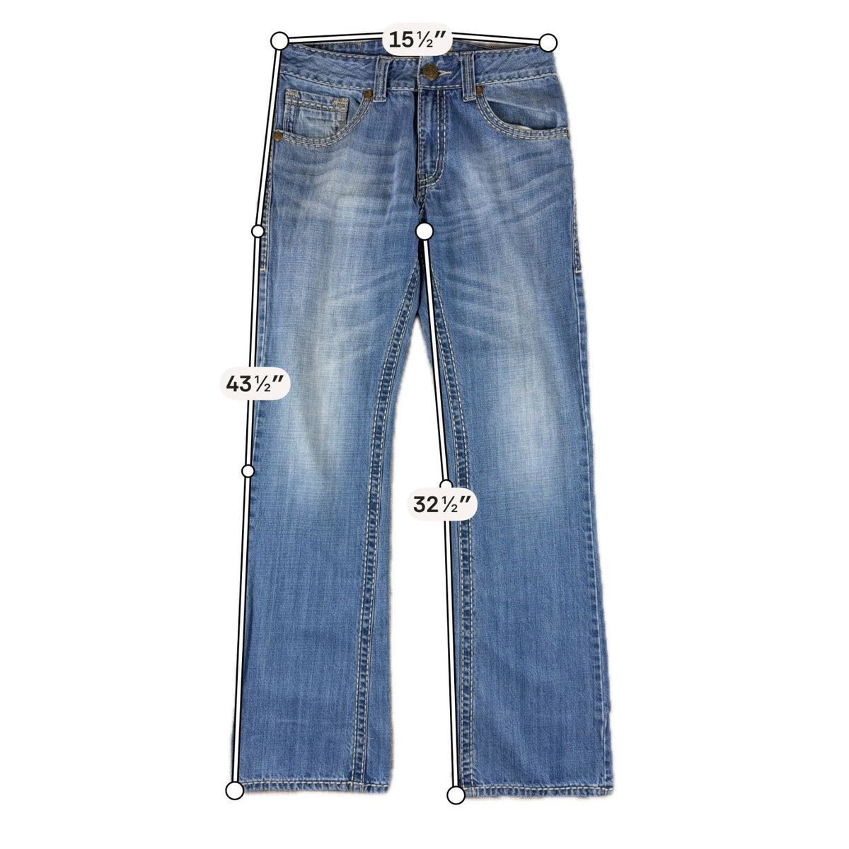 Rock 47 Wrangler Jeans Mens 30x34 Bootcut Y2K Western Thick Stitch Distressed