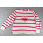 Time and Tru Pink Striped Heart Sweater XXXL 22 Coquette Valentine Knit