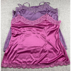 Y2K Worthington Satin Lace Camisole Set XL Purple Berry Cami Tops