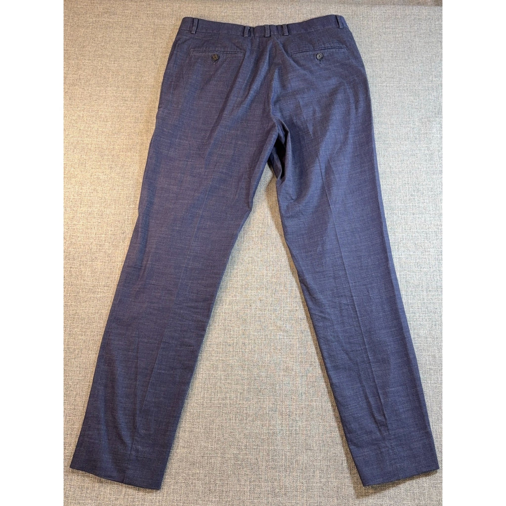 Walker Slater Boyd Trousers Mens Tag 32 Blue Cotton Tailored Pants 35x31