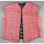 Handmade Reversible Patchwork Rag Quilt Vest Womens M Denim Floral Boho Funky