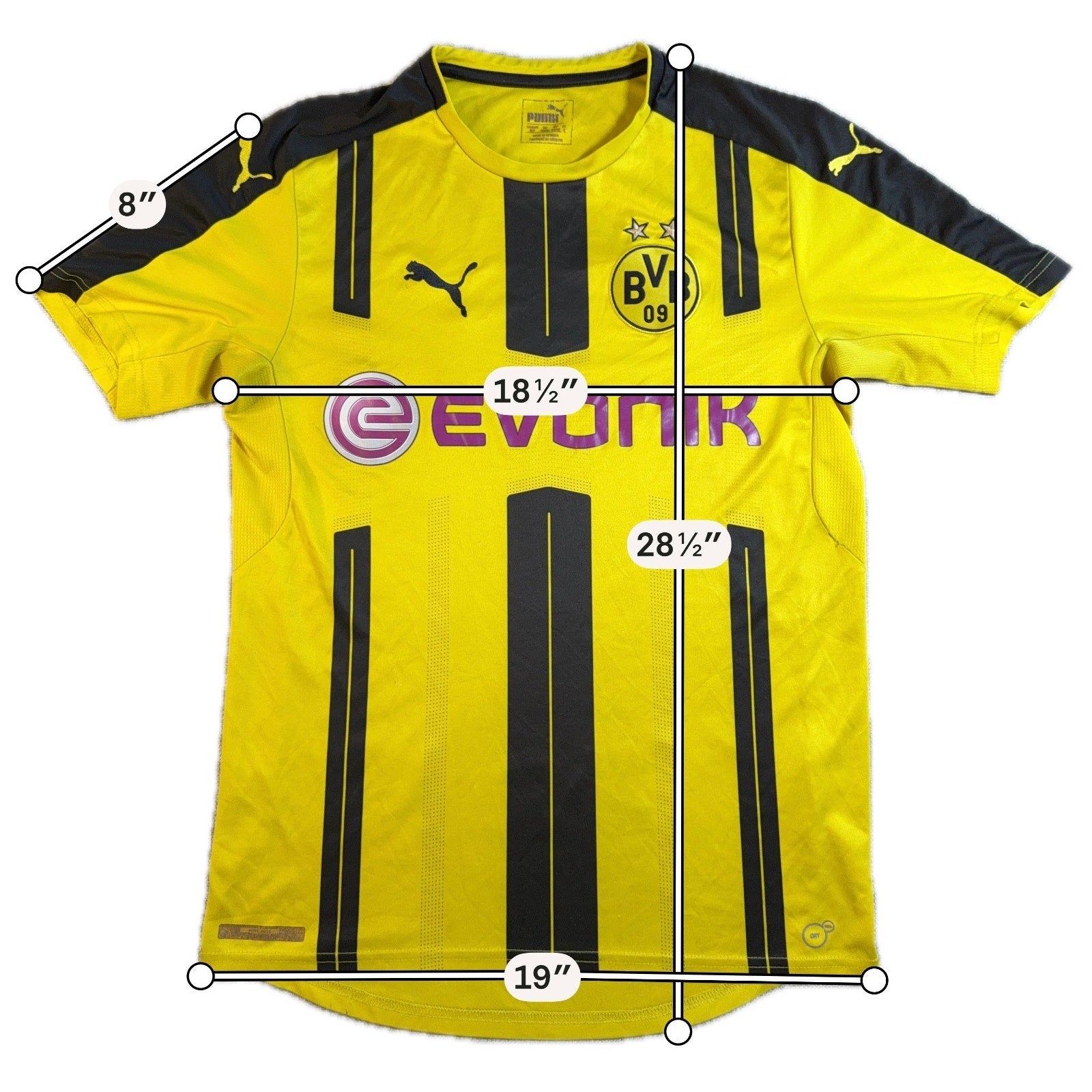 Borussia Dortmund 2016-17 Home Jersey Puma BVB Evonik Men L Yellow Flaws