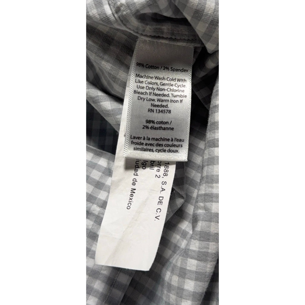 Vineyard Vines Classic Fit Tucker Shirt Mens Medium Gray Gingham Cotton Stretch