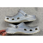 Crocs Classic Glitter Clogs Silver M6 W8 Iridescent Sparkle 205942
