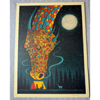 Signed Limited Edition Dragon Art Print 32/300 Fantasy Moon Camping Numbered