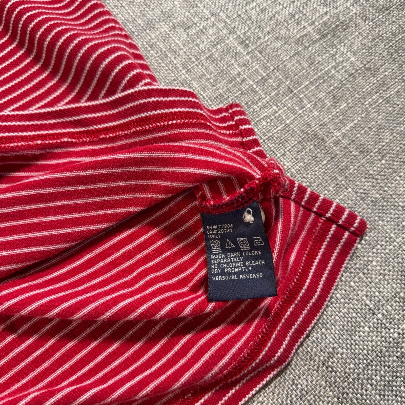 Vintage Y2K Tommy Hilfiger Polo Shirt Mens XL Red White Striped Crest Logo 2000