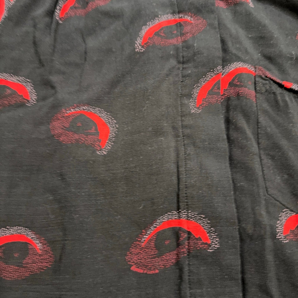 Bimba Y Lola Dress Womens Small Black Red Eye Print Long Sleeve Artsy Drop Waist