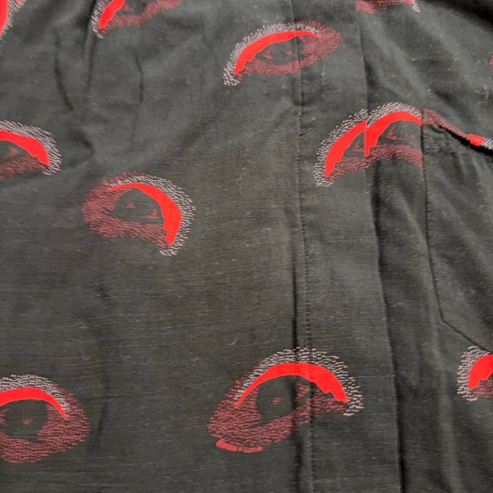 Bimba Y Lola Dress Womens Small Black Red Eye Print Long Sleeve Artsy Drop Waist