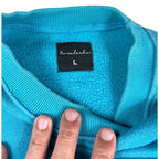 Mens Turquoise Embroidered Cartoon Rat Golf Crewneck Sweatshirt Size L Oversized