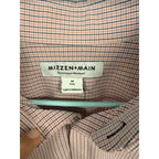 Mizzen+Main Mens M Trim Fit Red Blue Check Performance Stretch Wrinkle Free