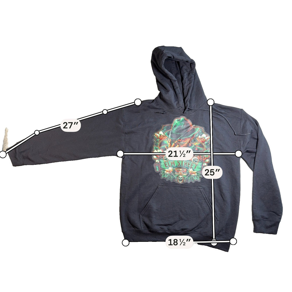 Freddy Krueger Hoodie Mens Medium Welcome Elm Street Horror Graphic Black
