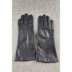 Vintage Aris RN 35548 Black Genuine Leather Gloves Womens 7.5 Lined