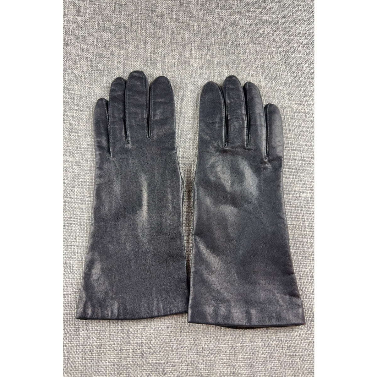 Vintage Aris RN 35548 Black Genuine Leather Gloves Womens 7.5 Lined