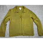 Vintage Talbots Made in Italy Green Knit Cardigan Womens M Cotton Blend
