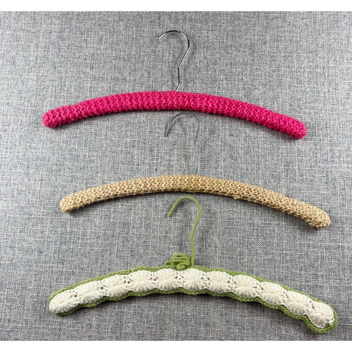 Crochet Covered Clothes Hangers Set of 3 Cottagecore Grannycore