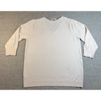 Laurie Felt Sweater Women L Ivory Butterfly Embroidered V Neck Lightweight Knit