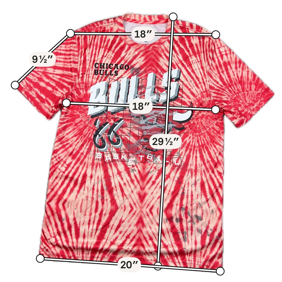 Chicago Bulls Ultra Game Tie Dye Graphic T Shirt Mens M Red NBA 66 AOP