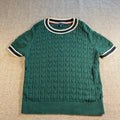 Tommy Hilfiger Cable Knit Sweater Shirt Mens XL Green Short Sleeve Cotton Preppy
